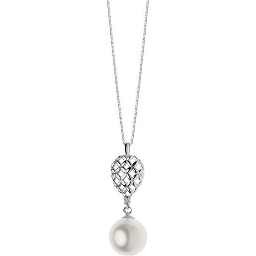 Collana donna perle Akoya giapponesi Coscia oro bianco e diamanti