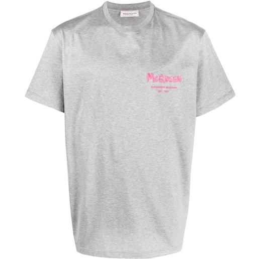 Alexander McQueen t-shirt con ricamo - grigio