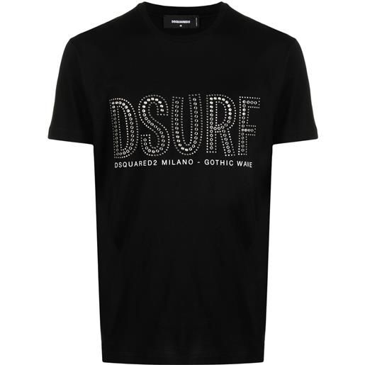 Dsquared2 t-shirt con logo di borchie - nero