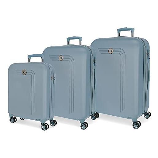 MOVOM riga set valigie azzurro 55/70/80 cms rigida abs chiusura a combinazione numerica 217l 4 doppie ruote bagaglio a mano