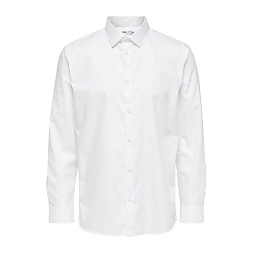 SELECTED HOMME slhregethan-maglietta ls classic b noos camicia, bianco, m uomo