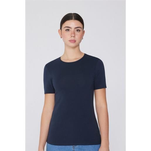 Tezenis t-shirt girocollo in cotone organico elasticizzato donna blu
