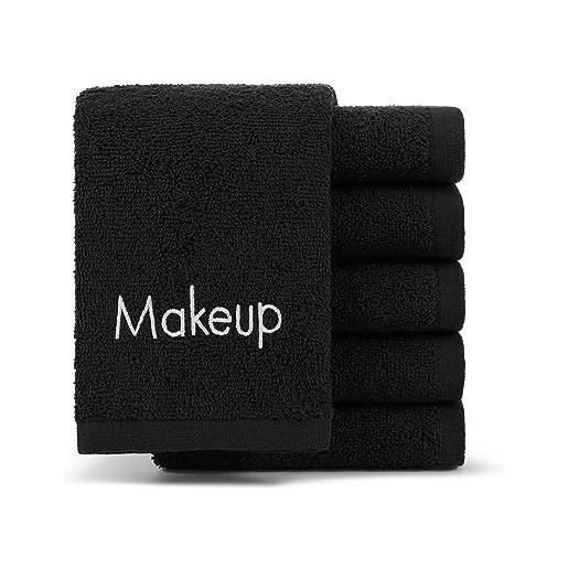 Arkwright LLC asciugamano per la rimozione del trucco, confezione da 6, in morbido cotone, colore: nero
