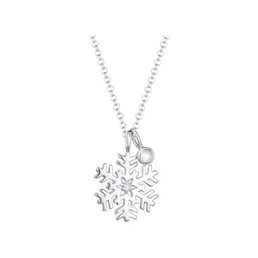Elli collana donna ciondolo fiocco di neve giocoso con cristalli in argento sterling 925