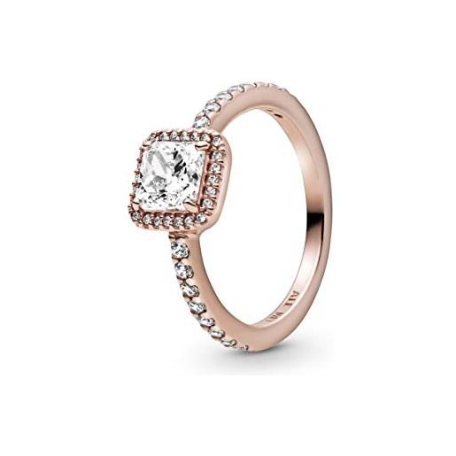 Pandora timeless anello elegance placcato in oro rosa 14 k con zirconi cubici trasparenti, 60