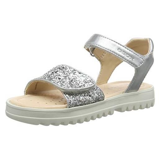 Geox j sandal coralie gir, sandali bambine e ragazze, argento (c/1007 silver), 32 eu