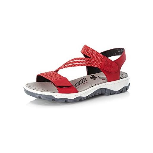 Rieker donna sandali 68871, signora sandali, scarpa estiva, sandalo estivo, comodo, piatto, rosso (rot / 33), 42 eu / 8 uk