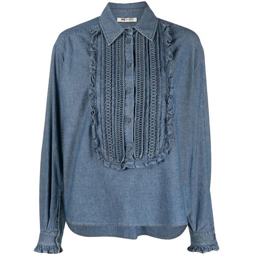 Ports 1961 camicia denim plissettata - blu