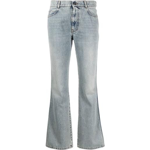 Ports 1961 jeans svasati crop con effetto schiarito - blu
