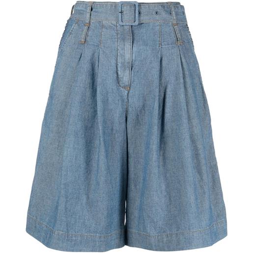 Ports 1961 shorts denim con cintura - blu