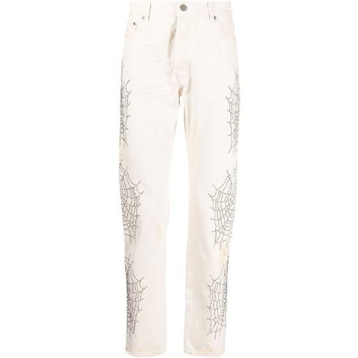 Palm Angels jeans slim con decorazione - bianco