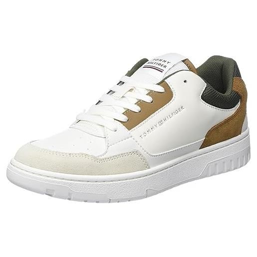Tommy Hilfiger sneakers con suola preformata uomo basket core scarpe, beige (ancient white), 40 eu