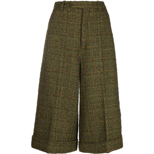 Gucci pantaloni crop in tweed - verde