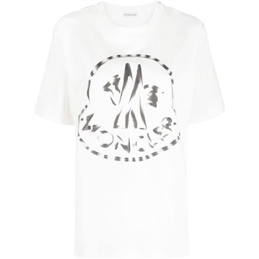 Moncler white logo print short sleeve t-shirt - bianco