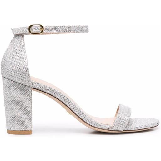 Stuart Weitzman sandali con glitter nearlynude 70mm - argento