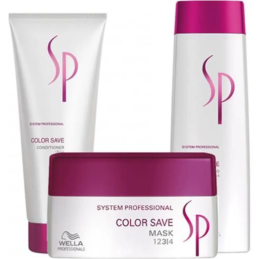 WELLA SYSTEM PROFESSIONAL kit color save shampoo 250ml + balsamo 200ml + mask 200ml