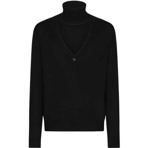 Dolce & Gabbana maglione a collo alto con inserti - nero