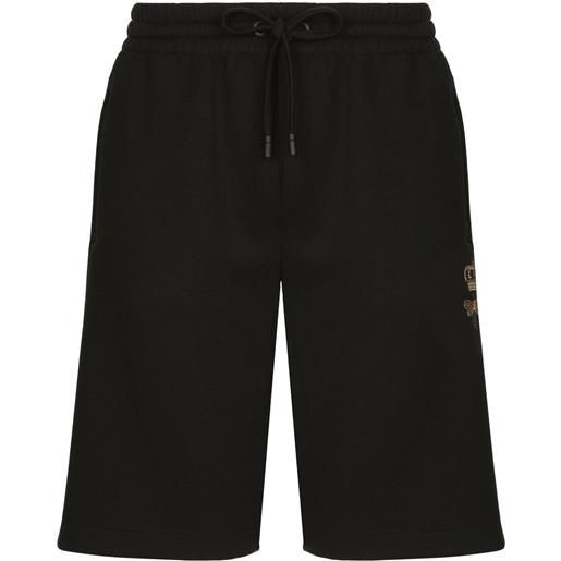 Dolce & Gabbana shorts sportivi con ricamo - nero
