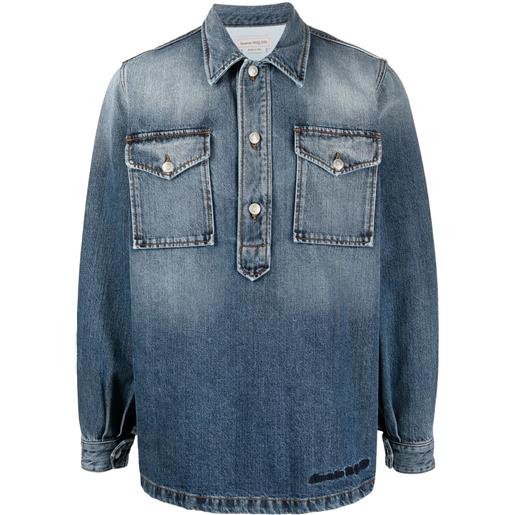 Alexander McQueen camicia denim con ricamo - blu