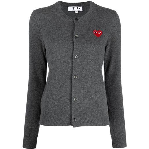 Comme Des Garçons Play cardigan con applicazione - grigio