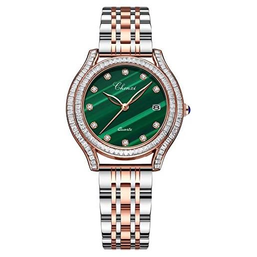 RORIOS classic orologio donna orologio analogico quarzo con cinturino in acciaio inox diamanti dail orologio da polso