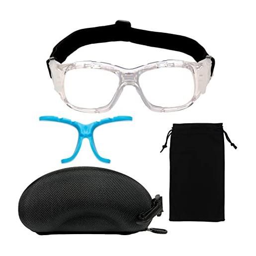 SAWUTPV occhiali da calcio basket per uomo donna sportivi all'aria aperta con dimensioni regolabili, (nero)