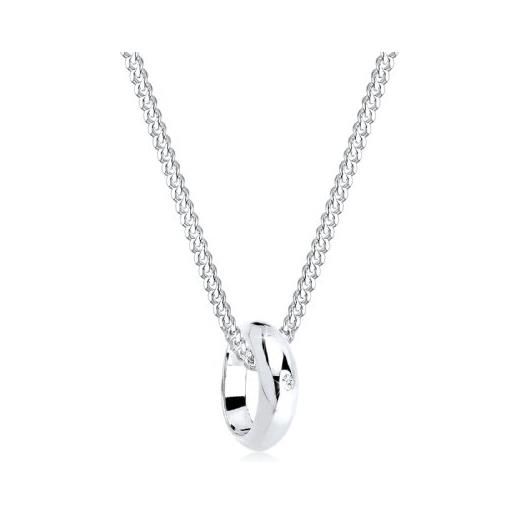 DIAMORE elli diamonds collana donne signore cerchio anello pendente con diamante (0,005 ct) in argento sterling 925