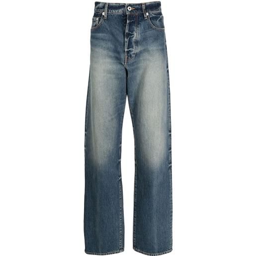 Kenzo jeans dritti con effetto schiarito - blu