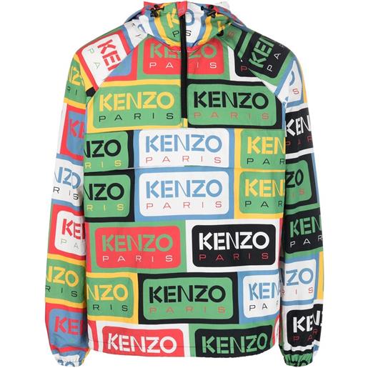 Kenzo giacca a vento con mezza zip Kenzo labels - verde