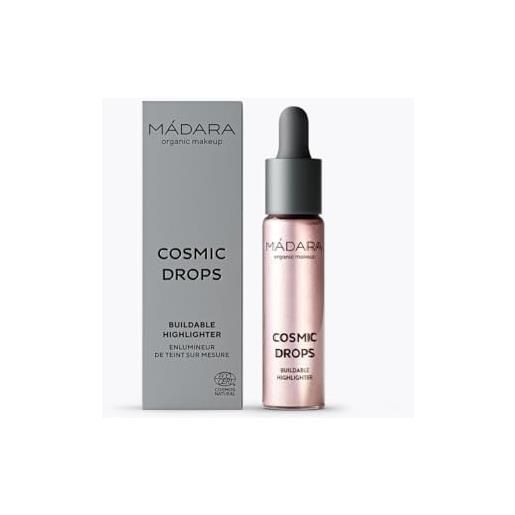 MÁDARA organic skincare | cosmic drops buildable highlighter #2 cosmic rose - 13,5ml -luxury hyaluronic-aloe serum highlighter from ultra-fine minerals, vegan, ecocert certified, recyclable packaging