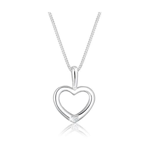 DIAMORE elli diamonds collana donne con ciondolo cuore e diamante (0,015 ct. ) in argento sterling 925