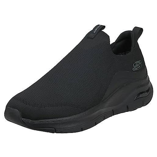 Skechers 232404 bbk, sneaker uomo, finiture sintetiche nere in maglia nera, 39 eu