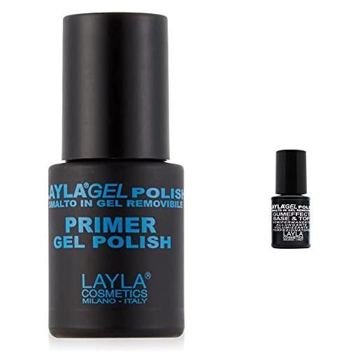 Layla cosmetics, primer per smalto in gel, 10 ml & gummeffect gel polish base top 10ml