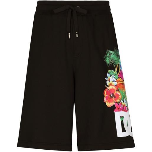 Dolce & Gabbana shorts sportivi a fiori - nero