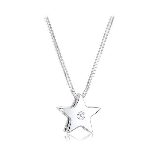DIAMORE collana donna pendente stella moderna con diamante (0,03 ct. ) in argento sterling 925
