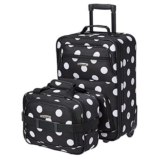 Rockland set di bagagli verticali softside moda, pois nero. , 2-piece set (14/19), set di valigie