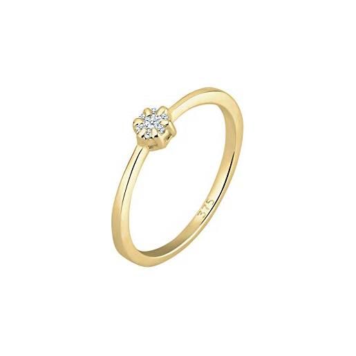 DIAMORE elli diamonds anello donne fiore di fidanzamento con diamante (0,045 ct. ) in oro giallo 375