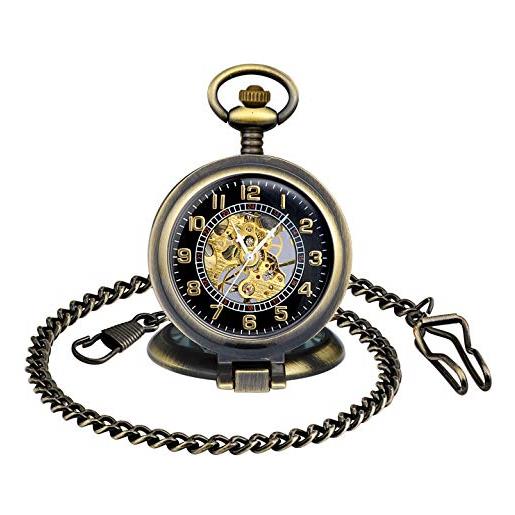 MICGIGI-orologio da tasca da tasca meccanico a carica manuale, con catena