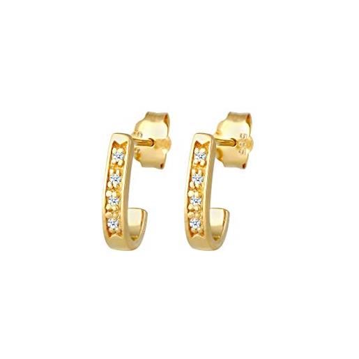 DIAMORE elli diamonds orecchini donna creole classici eleganti con diamante (0,04 ct. ) in oro giallo 585