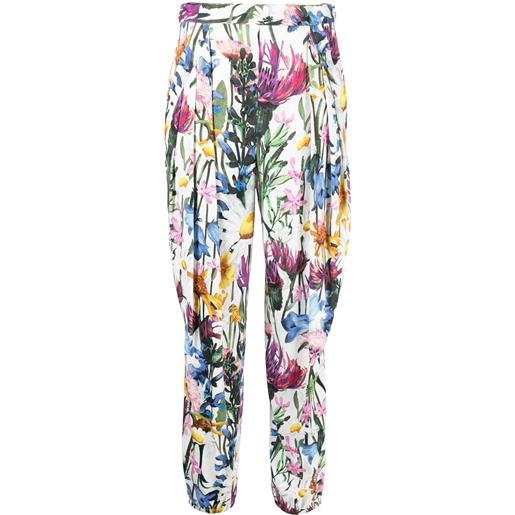 Stella McCartney pantaloni affusolati a fiori - bianco