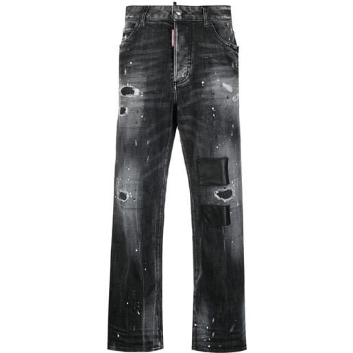 Dsquared2 jeans a vita alta con effetto vissuto - grigio