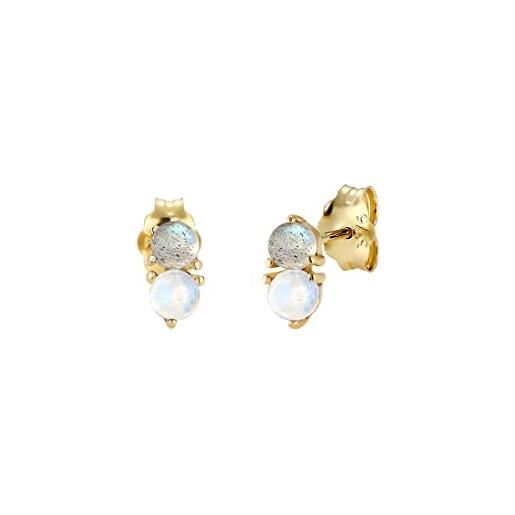 Elli premium orecchini donna orecchini eleganza con pietra di luna e pietra preziosa di labradorite in oro giallo 375