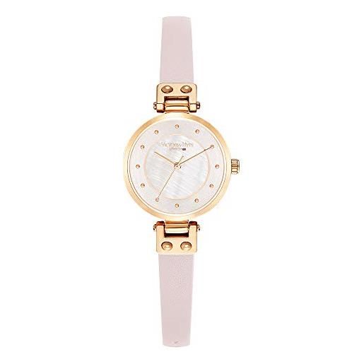 VICTORIA HYDE, orologio analogico al quarzo da donna, rosa dorato, ultra piatto, cinturino in vera pelle, oro rosa