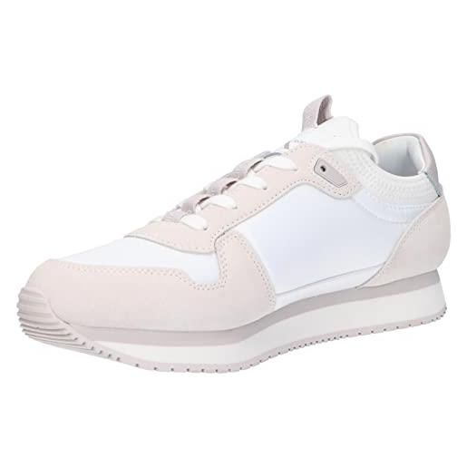 Calvin Klein Jeans sneakers da runner uomo sock laceup nylon-leather scarpe sportive, bianco (bright white), 42 eu