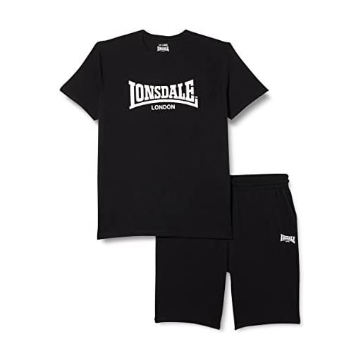 Lonsdale t-shirt e pantaloncini da uomo set vestibilità normale moy m, nero/bianco