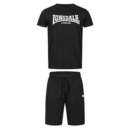 Lonsdale t-shirt e pantaloncini da uomo set vestibilità normale moy m, nero/bianco