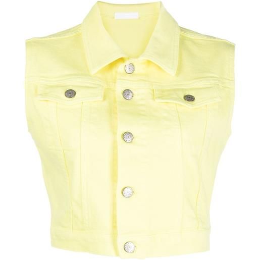 P.A.R.O.S.H. giacca denim crop con fantasia tie dye - giallo