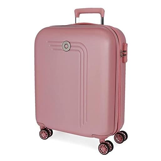 MOVOM riga trolley cabina rosa 40x55x20 cms rigida abs chiusura a combinazione numerica 37l 3kgs 4 doppie ruote espandibile bagaglio a mano