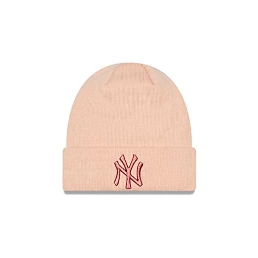 New Era york yankees wintermütze für damen baseball beanie umgeschlagener saum rosa teamlogo - one-size