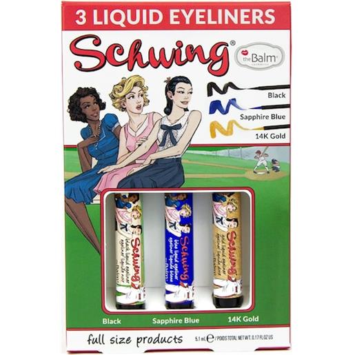 The Balm occhi eyeliner & mascara schwing trio set liquid eyeliner black 1,7 ml + liquid eyeliner sapphire blue 1,7 ml + liquid eyeliner 14k gold 1,7 ml